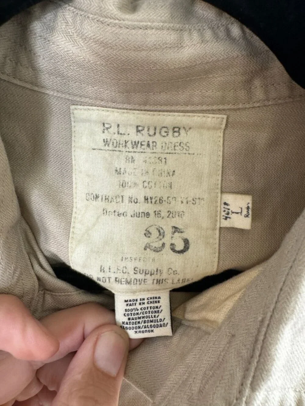 R.L. Rugby Womens Beige Lightweight Cotton Workwear Button-Down Dress Belt Large - Picture 4 of 6